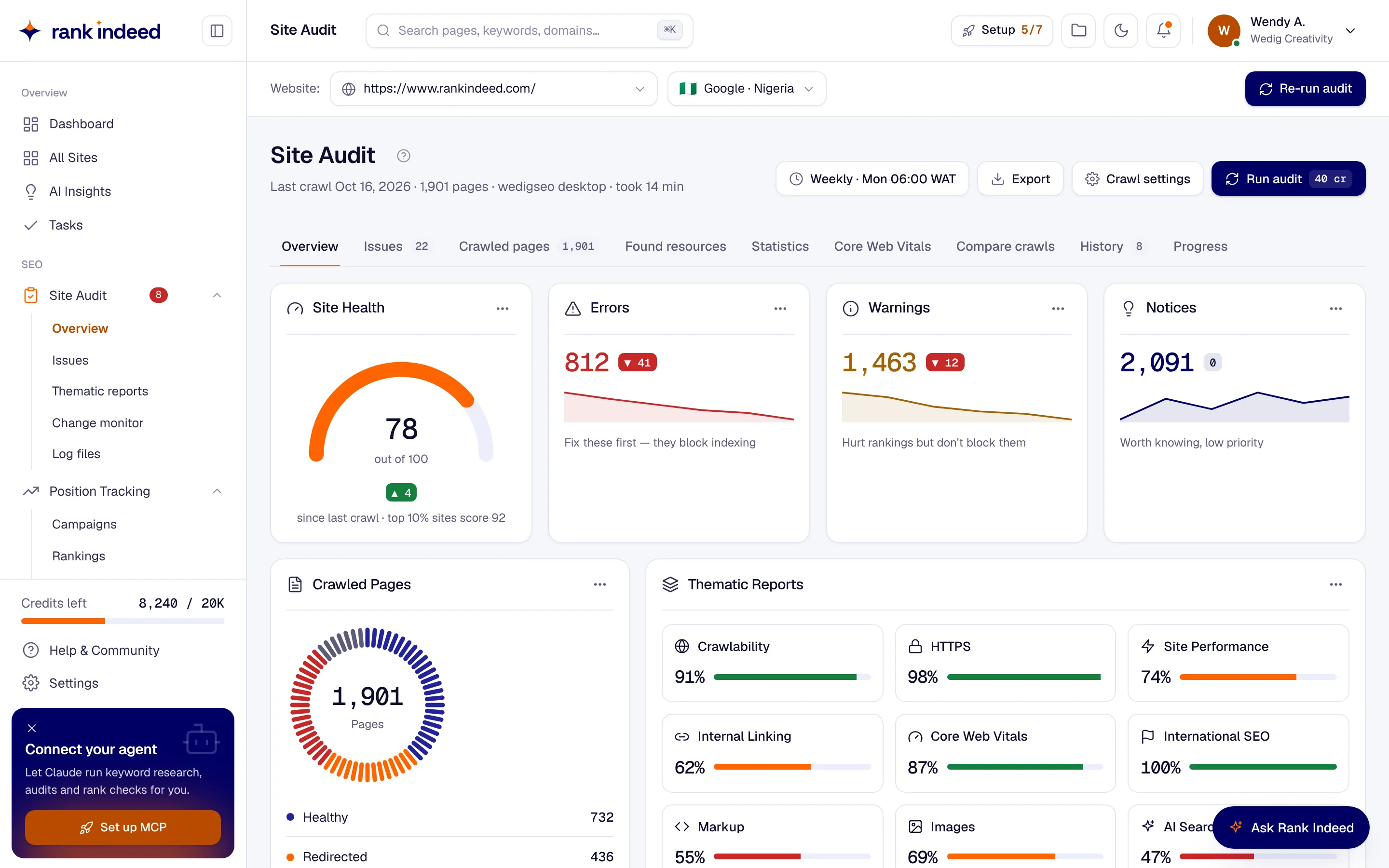 Site audit in Rank Indeed